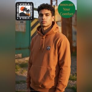 VISSLA Solid Hoodie Men's Size Small Eco Rust/Malt Kangaroo Pouch Long Sleeves